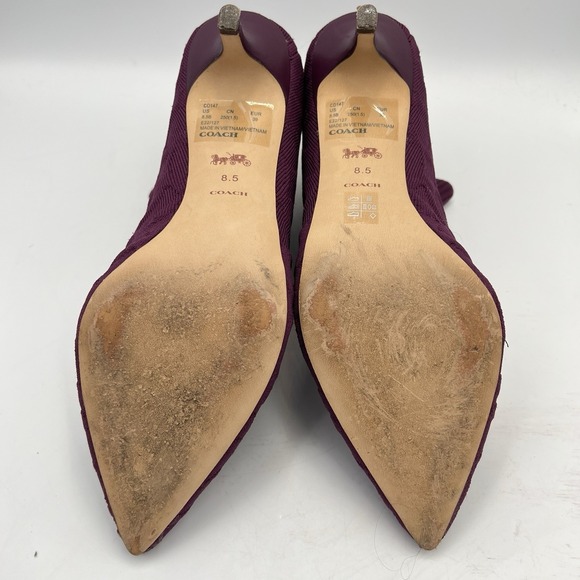 Coach Women's Jade Knit Sock Booties Deep Berry Stretch Knit Sz 8.5 Kitten Heel - Picture 10 of 14